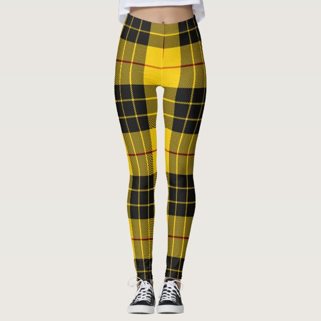 MacLeod Scottish Clan Tartan Plaid Pattern Leggings (Front)