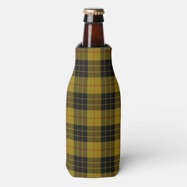 MacLeod tartan yellow black plaid Bottle Cooler (Bottle Front)