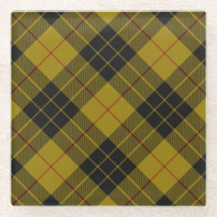 MacLeod tartan yellow black plaid Glass Coaster