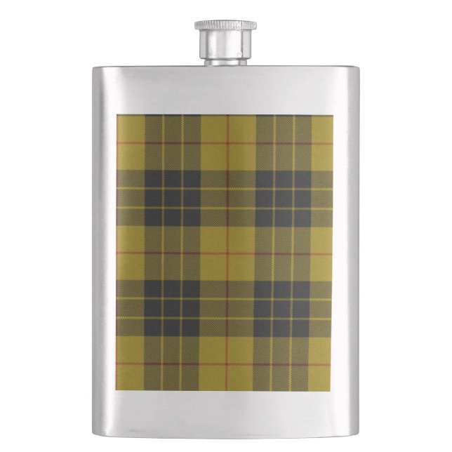 MacLeod tartan yellow black plaid Hip Flask (Front)
