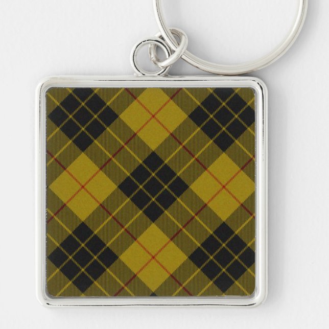 MacLeod tartan yellow black plaid Keychain (Front)
