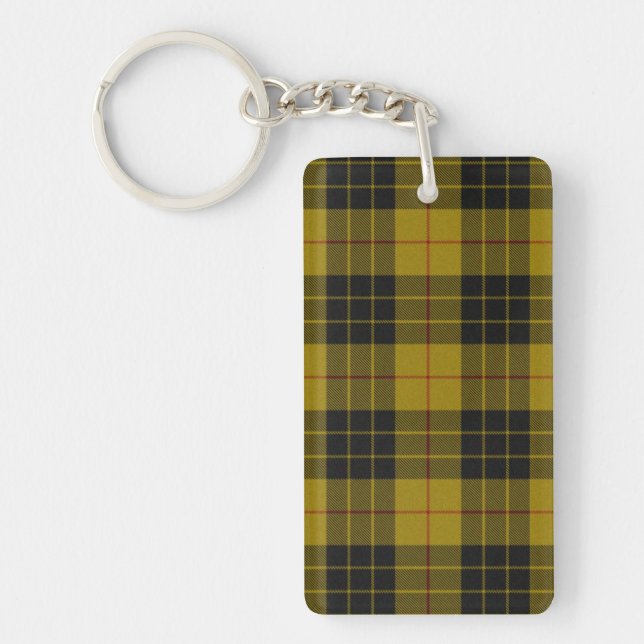 MacLeod tartan yellow black plaid Keychain (Front)