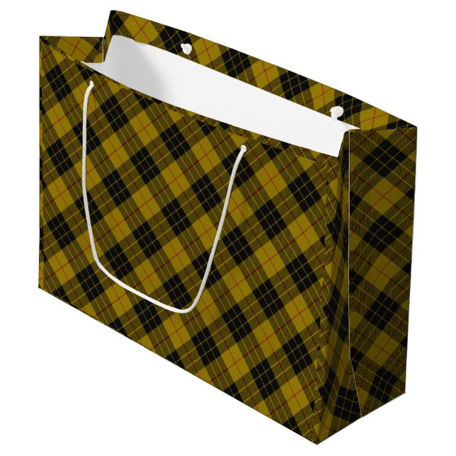 MacLeod tartan yellow black plaid Large Gift Bag (Front Angled)
