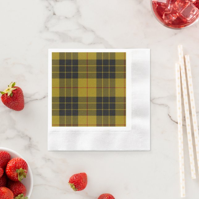 MacLeod tartan yellow black plaid Napkin (Insitu)