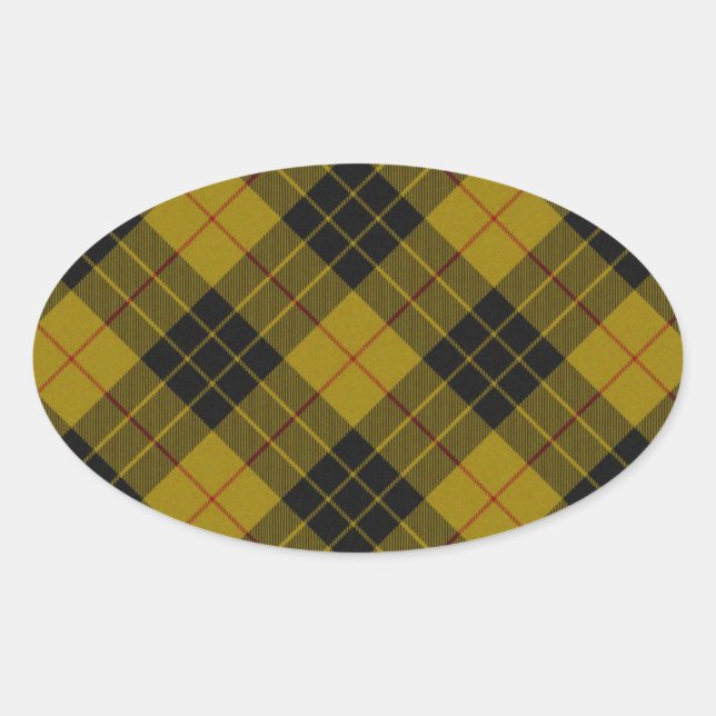 MacLeod tartan yellow black plaid Oval Sticker (Front)