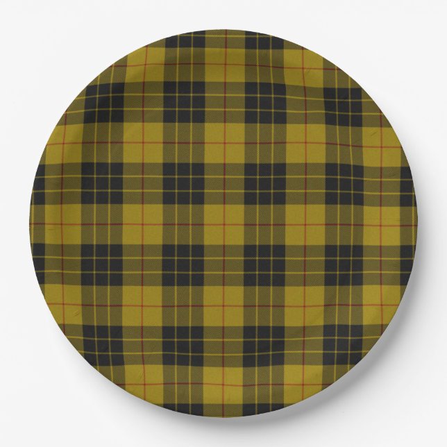MacLeod tartan yellow black plaid Paper Plate (Front)