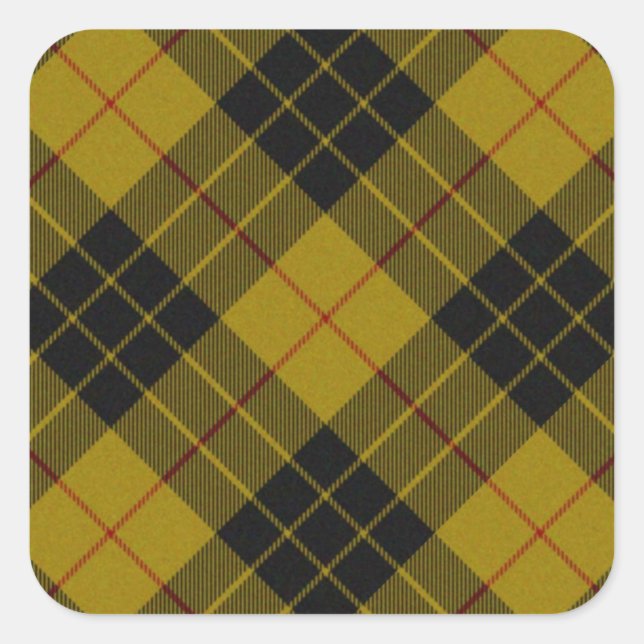 MacLeod tartan yellow black plaid Square Sticker (Front)