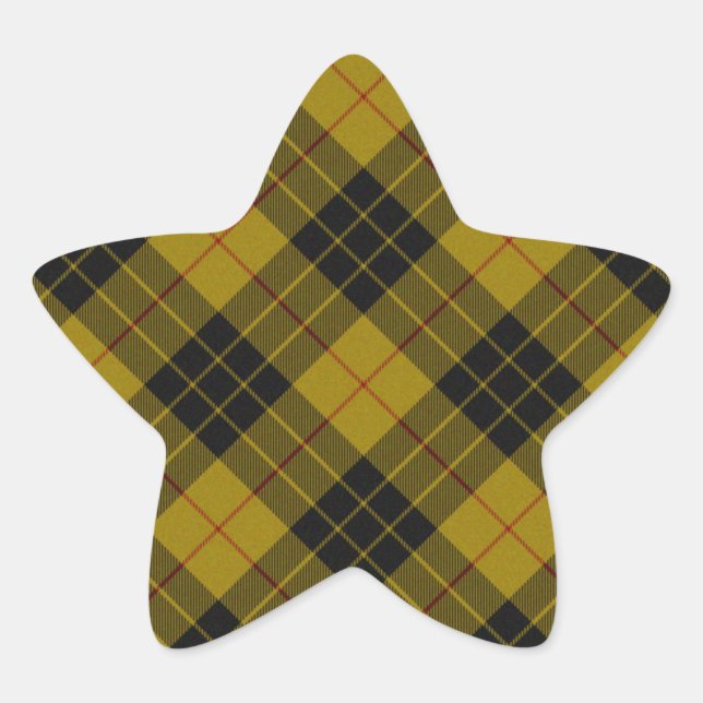 MacLeod tartan yellow black plaid Star Sticker (Front)