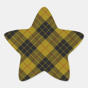 MacLeod tartan yellow black plaid Star Sticker