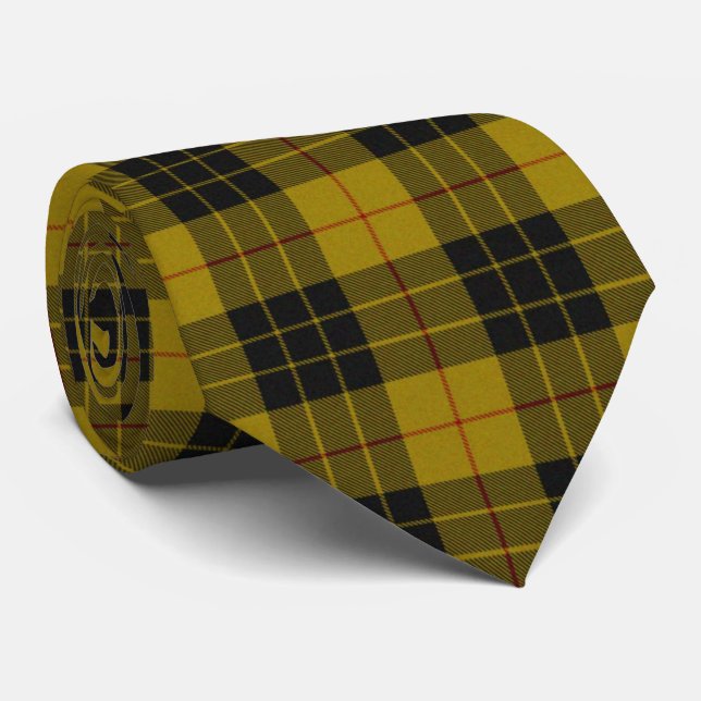 MacLeod tartan yellow black plaid Tie (Rolled)