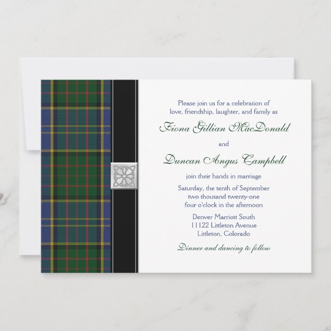 MacMillan Chasse Tartan Faire-part de mariage (Devant)