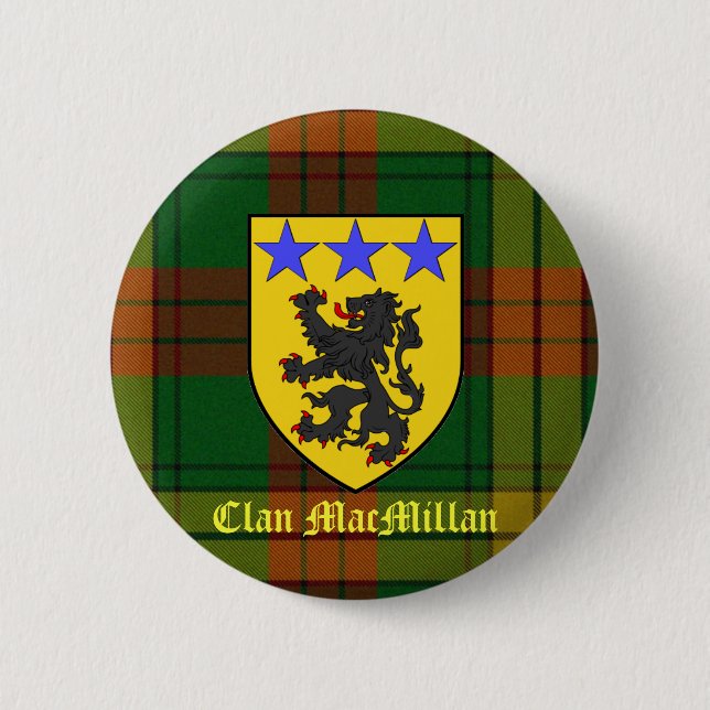 MacMillan Tartan Coat of Arms 2 Inch Round Button (Front)