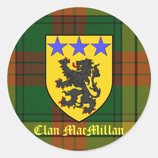MacMillan Tartan Coat of Arms Classic Round Sticker (Front)