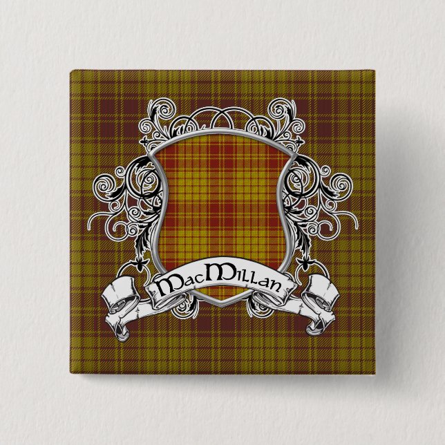MacMillan Tartan Shield 2 Inch Square Button (Front)