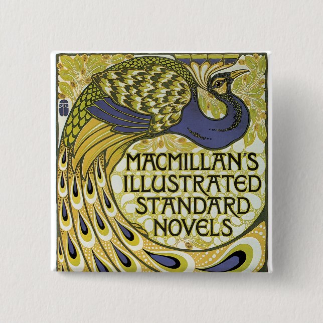 MacMillan's Peacock Edition 2 Inch Square Button (Front)