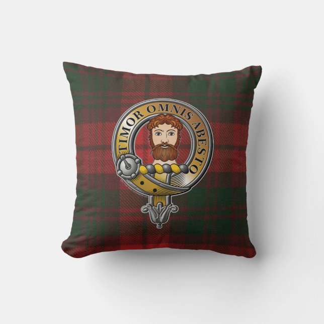 MacNab Tartan & Badge Throw Pillow (Front)