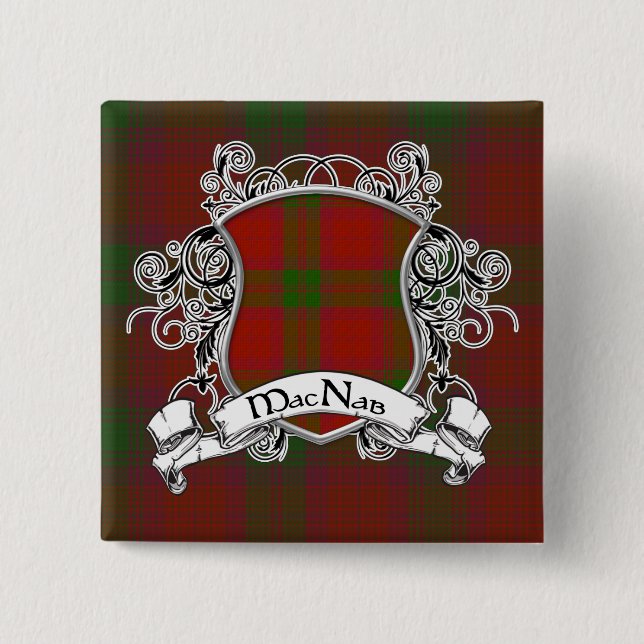 MacNab Tartan Shield 2 Inch Square Button (Front)