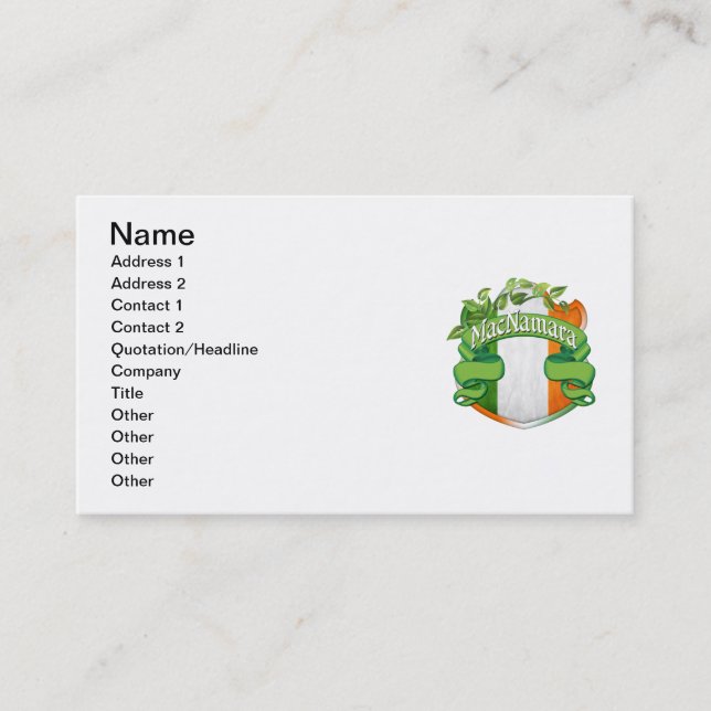 MacNamara Irish Shield Business Card (Front)