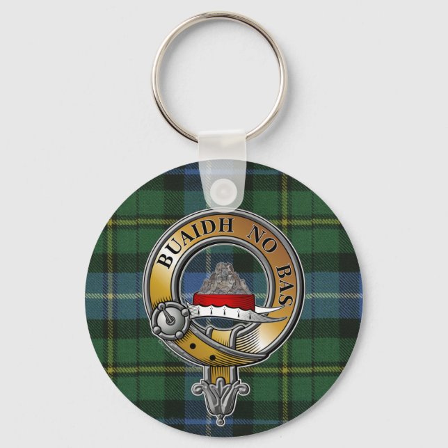 MacNeil-Barra Tartan & Badge Keychain (Front)