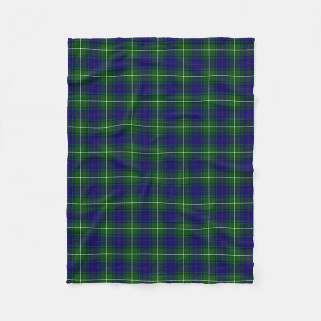 MacNeil Blue and Green Tartan Plaid Fleece Blanket (Front)