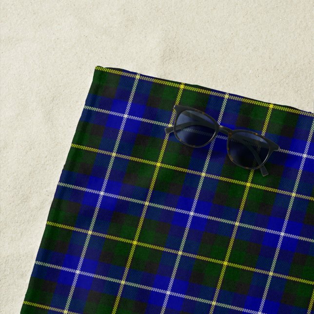 Macneil of Barra tartan blue green plaid Beach Towel (In Situ)