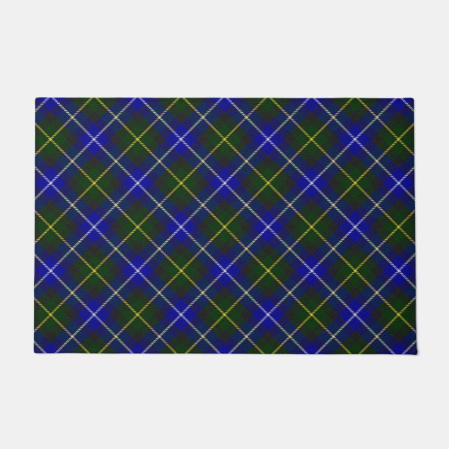 Macneil of Barra tartan blue green plaid Doormat (Front)