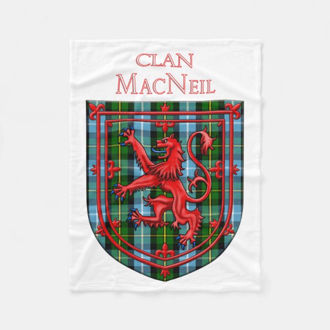 MacNeil Tartan Scottish Plaid Lion Rampant Fleece Blanket (Front)