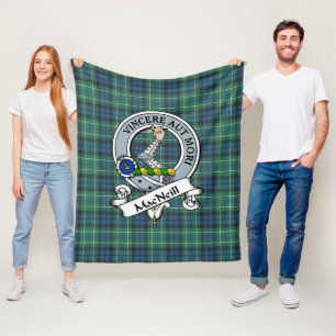 MacNeill Of Colonsay Clan Badge Tartan Plaid Fleece Blanket