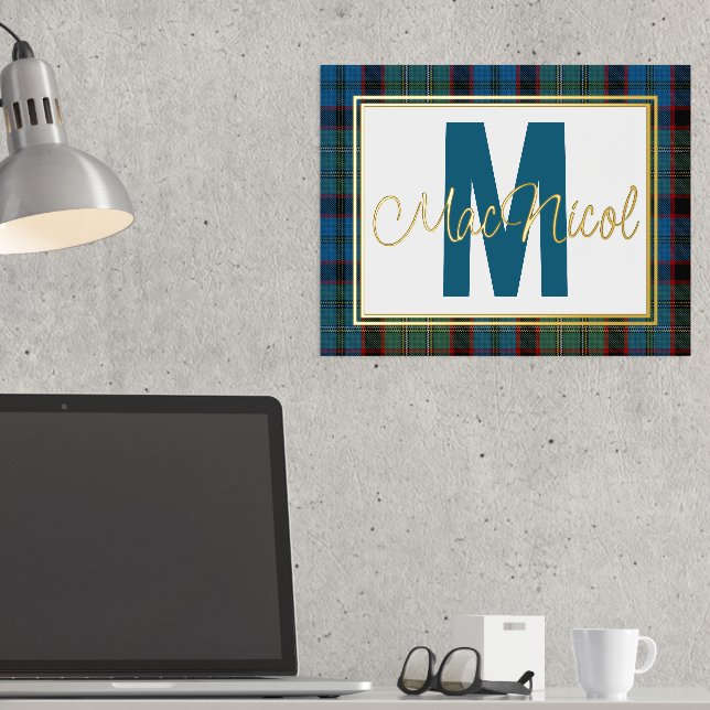 MacNicol Hunting Plaid Monogram Foil Prints (In Situ (Desk))