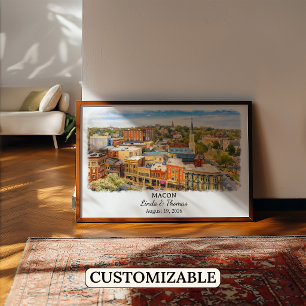 Macon Georgia Poster, Watercolor, Custom Poster