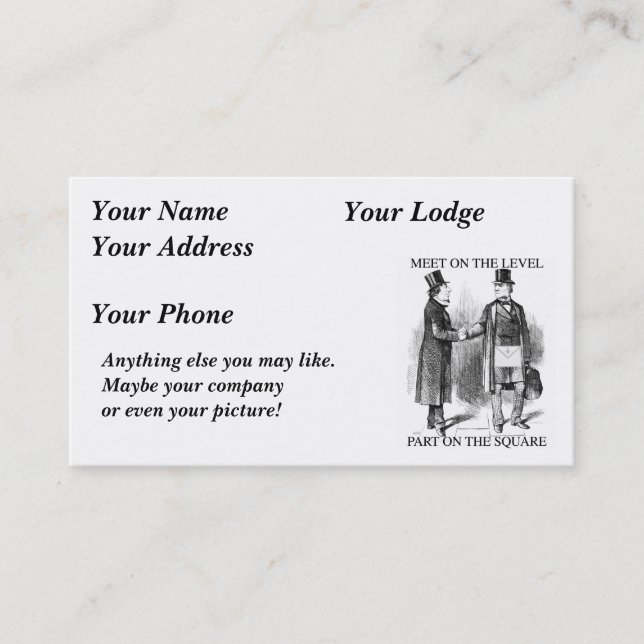 Maçons rencontrant le nom ou le carte de visite (Devant)