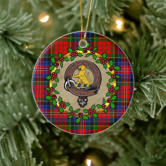 MacPherson  Badge & Tartan Personalized Christmas Ceramic Ornament (Tree)