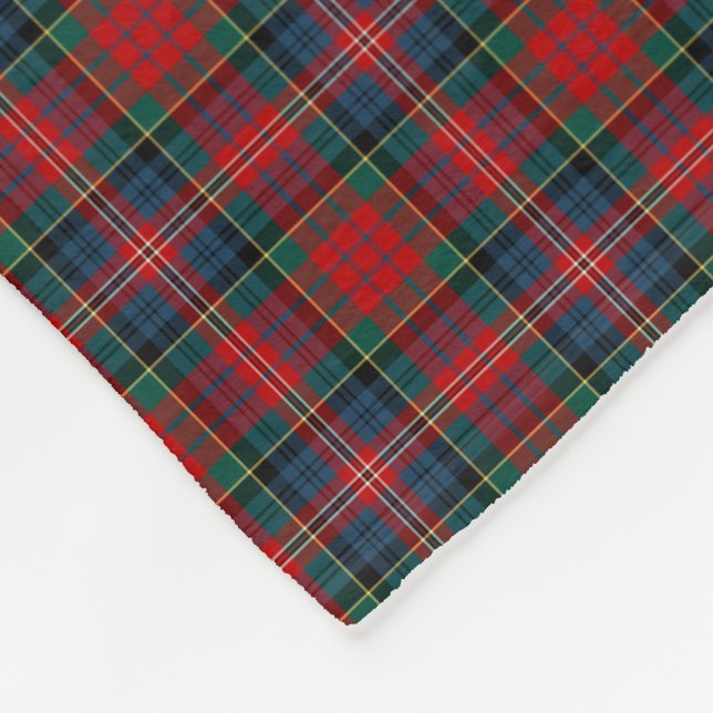 MacPherson Clan Red, Blue, and Green Tartan Fleece Blanket (Corner)