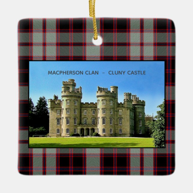 Macpherson Scottish Clan Cluny Castle Xmas Ceramic Ornament (Front)
