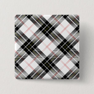 MacPherson tartan black white plaid 2 Inch Square Button