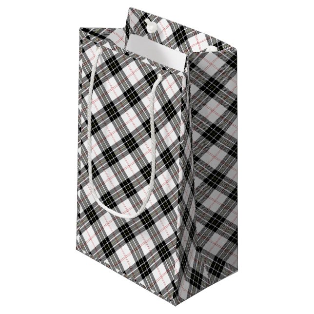 MacPherson tartan black white plaid Large Gift Bag (Front Angled)