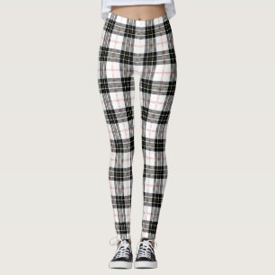 MacPherson tartan black white plaid Leggings
