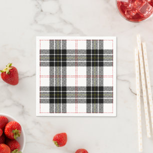 MacPherson tartan black white plaid Napkin