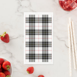 MacPherson tartan black white plaid Napkin
