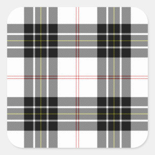 MacPherson tartan black white plaid Square Sticker