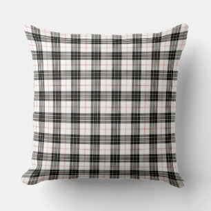 MacPherson tartan black white plaid Throw Pillow