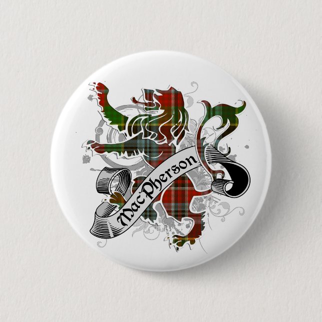 MacPherson Tartan Lion 2 Inch Round Button (Front)
