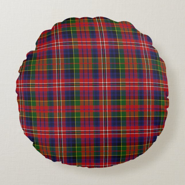MacPherson Tartan Plaid Round Pillow (Front)