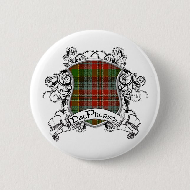 MacPherson Tartan Shield 2 Inch Round Button (Front)