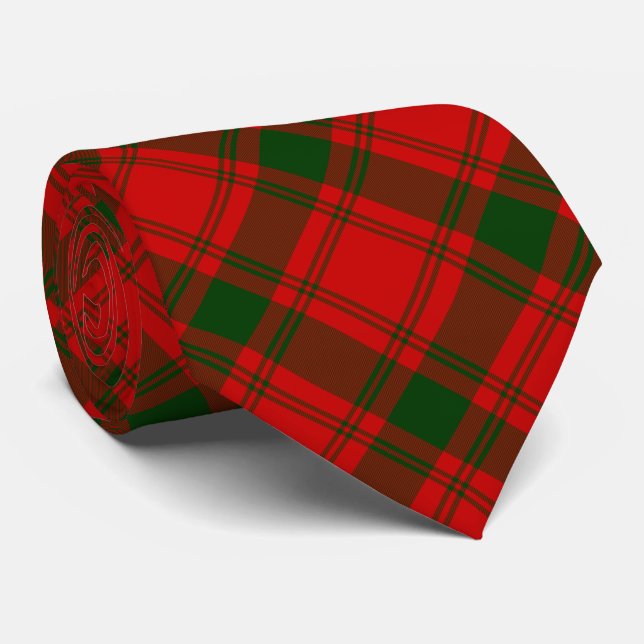 MacQuarrie tartan red green plaid Tie (Rolled)