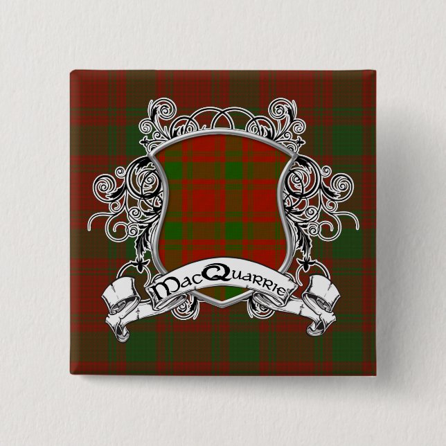 MacQuarrie Tartan Shield 2 Inch Square Button (Front)