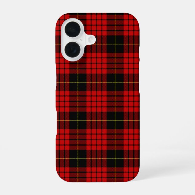 MacQueen Tartan Red and Black Plaid iPhone 16 Case (Back)