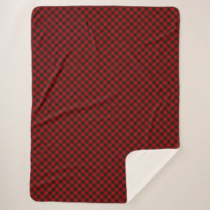 MacQueen Tartan Red and Black Plaid Sherpa Blanket