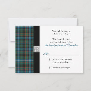MacRae Ancient Hunting Tartan Wedding RSVP card