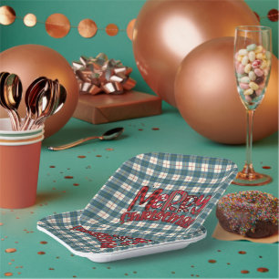 Macrae Conchra Scottish Tartan Merry Christmas Paper Plate